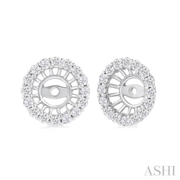 3/8 Ctw Round Cut Diamond 5MM Round Earrings Jacket in 14K White Gold